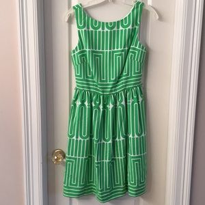 Trina Turk Green and White Midi Dress